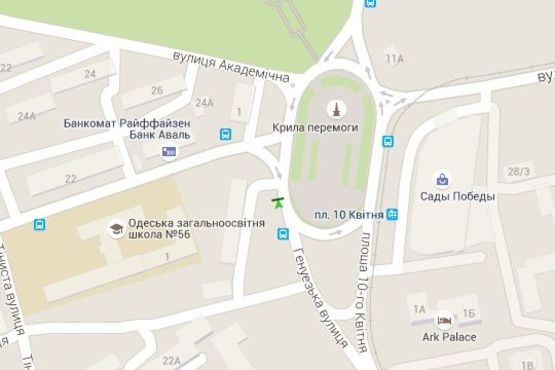 Схема рекламной плоскости по адресу Генуезська вул. - Черняховського вул. - 10 Квітня пл.