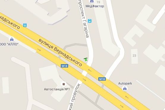 Схема рекламної площини за адресою Вернадського вул. - Гагаріна просп., (колона) (сторона А)