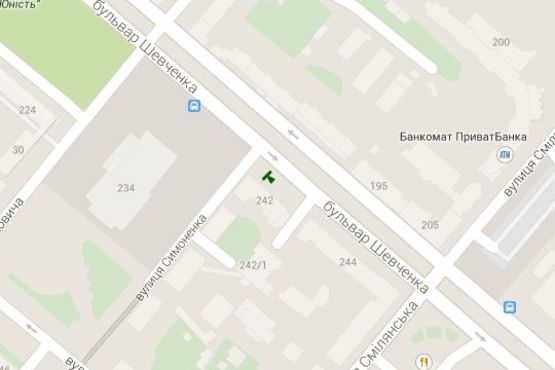 Схема рекламної площини за адресою Шевченка бульв., 242 - Симоненко вул.