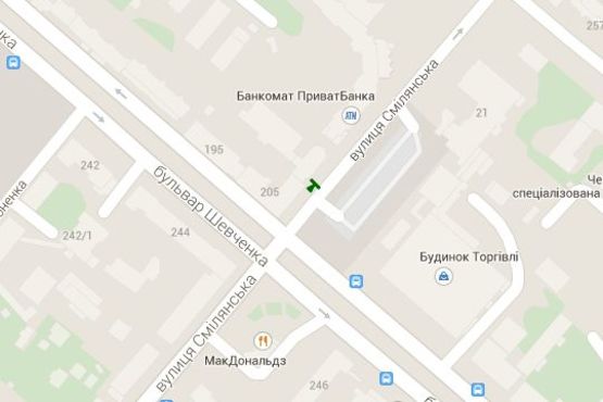 Схема рекламной плоскости по адресу Шевченка бульв. - Смілянська вул.