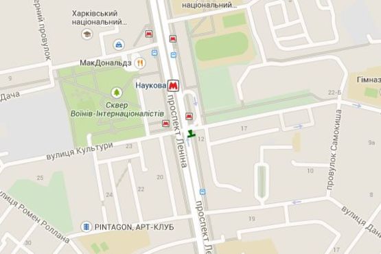 Схема рекламной плоскости по адресу Науки просп. (Леніна просп.), 12 - Культури вул. Схема рекламной плоскости по адресу Науки просп. (Леніна просп.), 12 - Культури вул.