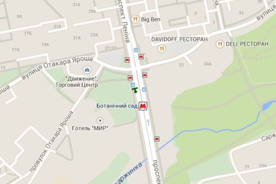 Схема рекламной плоскости по адресу Науки просп. (Леніна просп.) - Яроша Отакара вул., (зупинка) №1