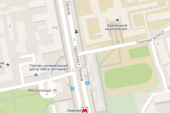 Схема рекламной плоскости по адресу Науки просп. (Леніна просп.), 14 - Серпова вул. Схема рекламной плоскости по адресу Науки просп. (Леніна просп.), 14 - Серпова вул.