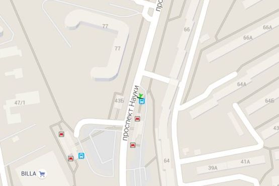 Схема рекламної площини за адресою Науки просп. (Леніна просп.), 64 (зупинка)