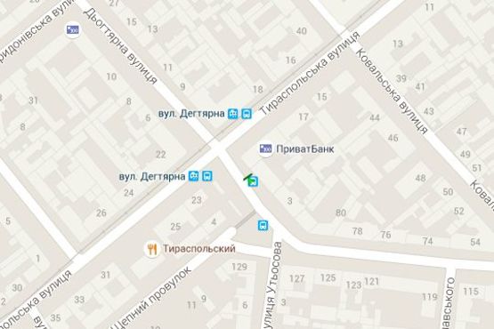 Схема рекламной плоскости по адресу Дьогтярна вул., 5 - Тираспольська вул. (остановка)