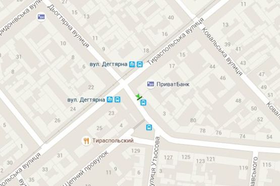 Схема рекламної площини за адресою Дьогтярна вул., 5 - Тираспольська вул. (остановка)