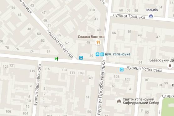 Схема рекламной плоскости по адресу Успенська вул., 72 - Кузнечна вул.