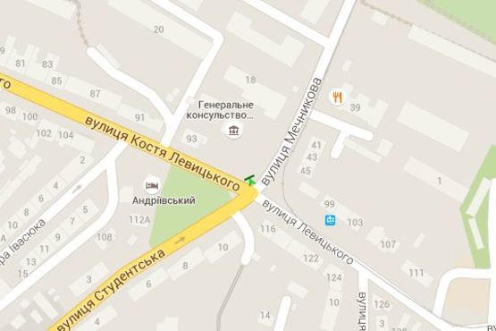 Схема рекламной плоскости по адресу Іллі Мечникова вул. - Левицького К. вул. (№1)