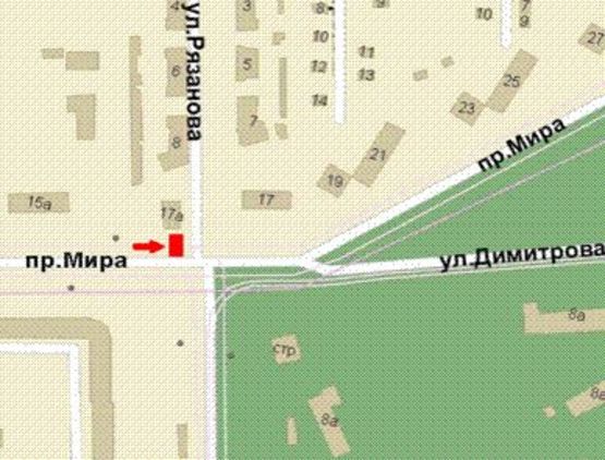 Схема рекламної площини за адресою Миру просп. - Святогеоргіївська вул., 1 Схема рекламної площини за адресою Миру просп. - Святогеоргіївська вул., 1