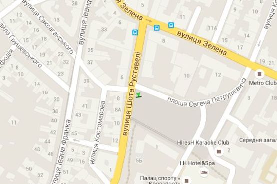 Схема рекламной плоскости по адресу Шота Руставелі вул., 8 (№1)