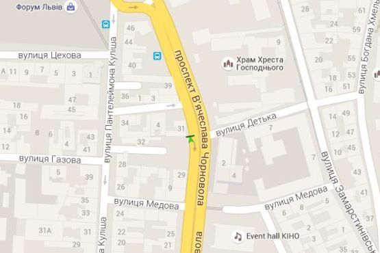 Схема рекламной плоскости по адресу Вячеслава Чорновола просп., 31 (від центру)