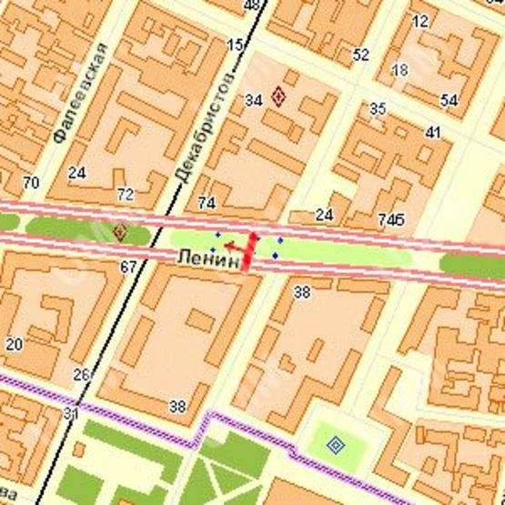 Схема рекламной плоскости по адресу Леніна просп. - Декабристів (Центральний р-н) вул., (№3)