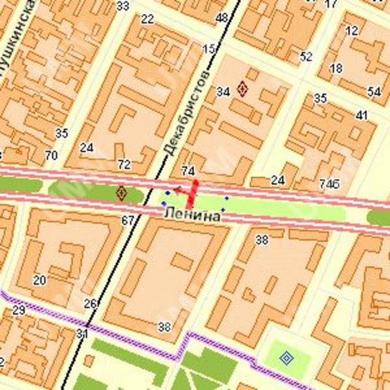 Схема рекламної площини за адресою Леніна просп. - Декабристів (Центральний р-н) вул., (№4)