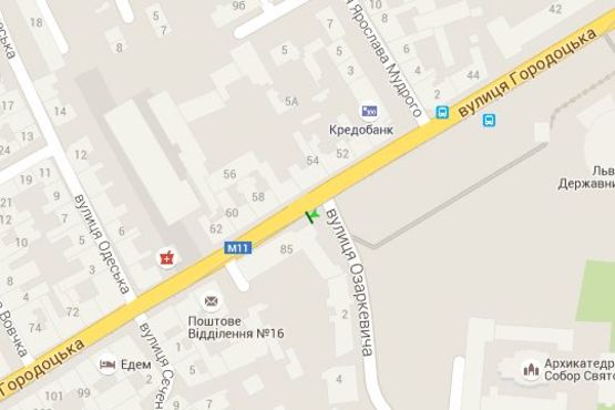 Схема рекламной плоскости по адресу Городоцька вул., 85 - Евгенія Озаркевича вул. (від центру) Схема рекламной плоскости по адресу Городоцька вул., 85 - Евгенія Озаркевича вул. (від центру)