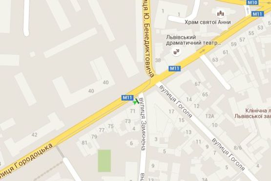 Схема рекламной плоскости по адресу Городоцька вул., 71 - Замкнена вул. (в центр) Схема рекламной плоскости по адресу Городоцька вул., 71 - Замкнена вул. (в центр)