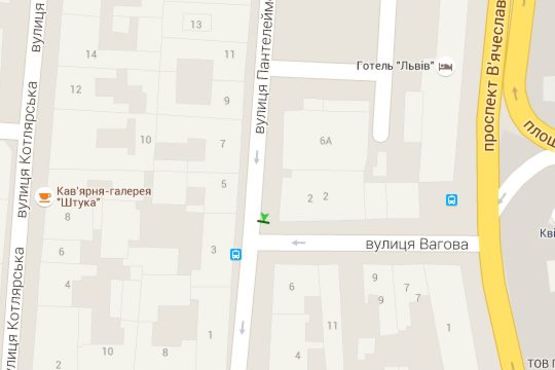 Схема рекламної площини за адресою Пантелеймона Куліша вул. - Вагова вул. (в центр)