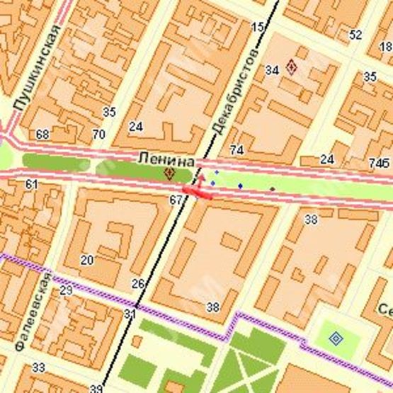 Схема рекламної площини за адресою Декабристів (Центральний р-н) вул. - Леніна просп.