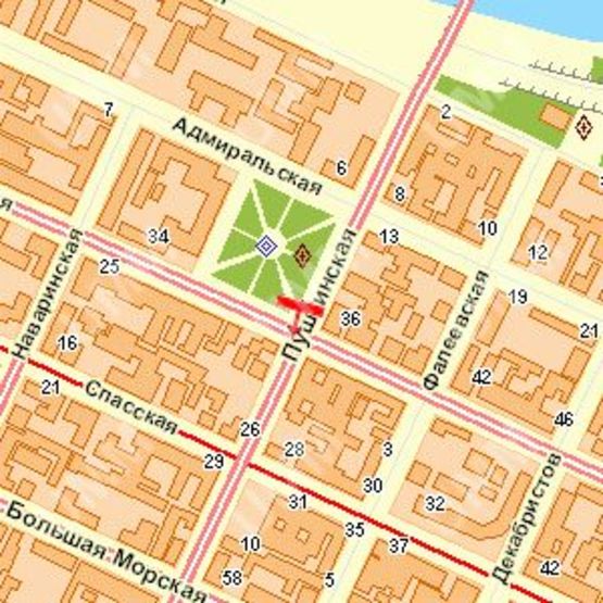 Схема рекламной плоскости по адресу Пушкінська вул. - Нікольська вул.