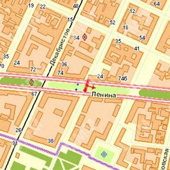 Схема рекламної площини за адресою Леніна просп. - Лягіна вул., (№2)