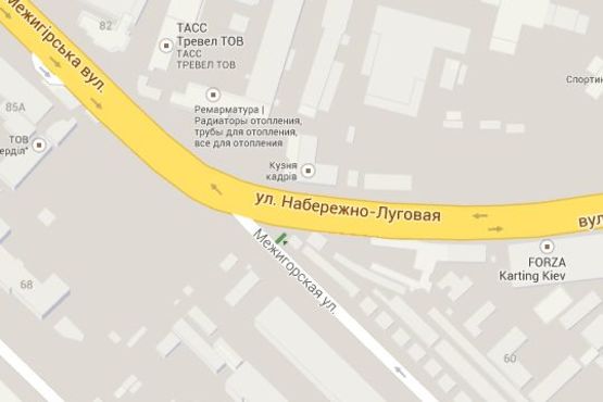 Схема рекламной плоскости по адресу Межигірська вул., 60 - Набережно-Лугова вул. Схема рекламной плоскости по адресу Межигірська вул., 60 - Набережно-Лугова вул.