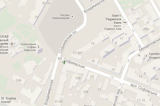 Схема рекламної площини за адресою Софіївська вул., 27 - Володимирська вул., 23 Схема рекламної площини за адресою Софіївська вул., 27 - Володимирська вул., 23