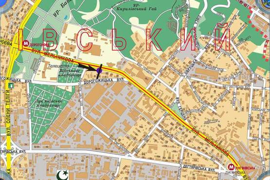 Схема рекламної площини за адресою Мельникова,89 , направление на Лукьяновку