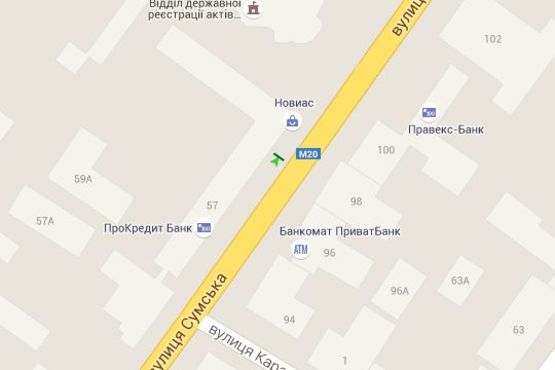 Схема рекламной плоскости по адресу Сумська вул., 59 (№2) Схема рекламной плоскости по адресу Сумська вул., 59 (№2)