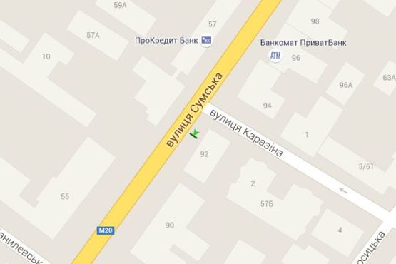 Схема рекламной плоскости по адресу Сумська вул., 92 Схема рекламной плоскости по адресу Сумська вул., 92
