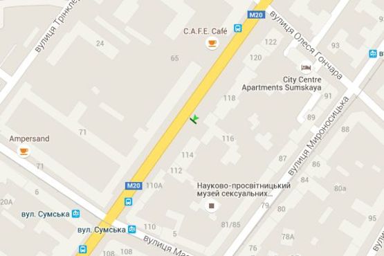 Схема рекламної площини за адресою Сумська вул., 116 Схема рекламної площини за адресою Сумська вул., 116