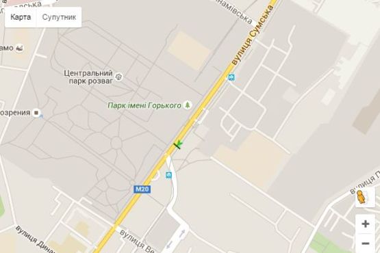 Схема рекламной плоскости по адресу Сумська вул. - 1-го Травня пл., (зупинка)