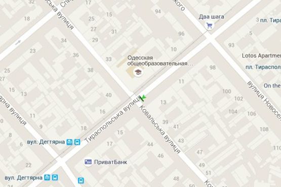 Схема рекламної площини за адресою Тираспольська вул., 13 - Кузнечна вул.