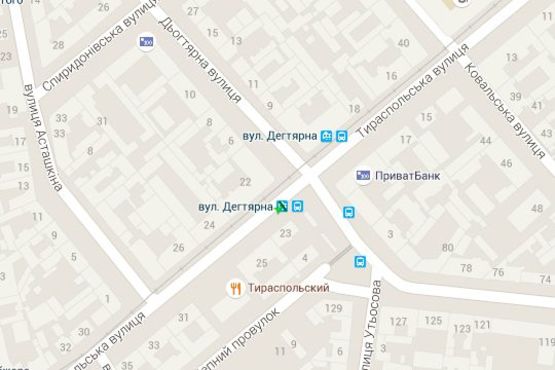 Схема рекламної площини за адресою Тираспольська вул., 23 - Дьогтярна вул. (остановка)