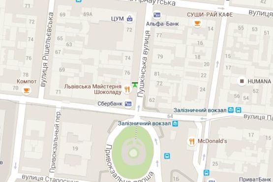 Схема рекламной плоскости по адресу Пушкінська вул., 76 Схема рекламной плоскости по адресу Пушкінська вул., 76