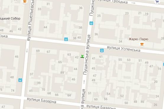 Схема рекламной плоскости по адресу Пушкінська вул., 42 - Успенська вул.