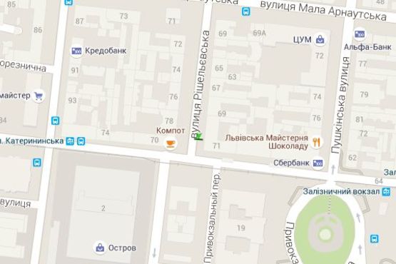 Схема рекламной плоскости по адресу Ришел'євська вул., 71 - Пантелеймонівська вул. (напр на залізн. вокзал) Схема рекламной плоскости по адресу Ришел'євська вул., 71 - Пантелеймонівська вул. (напр на залізн. вокзал)