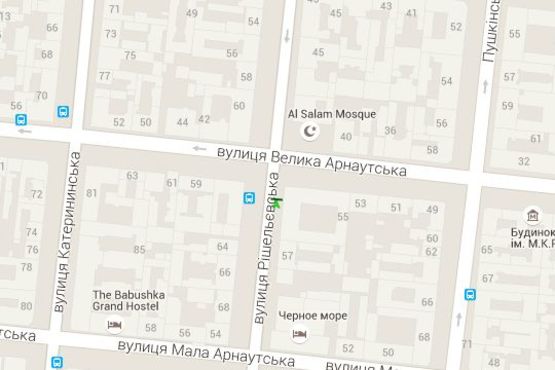 Схема рекламной плоскости по адресу Ришел'євська вул., 55 - Велика Арнаутська вул. (направл від залізн. вокзала)