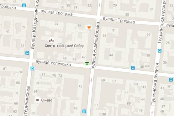 Схема рекламной плоскости по адресу Ришел'євська вул., 42 - Успенська вул. (направ від залізн. вокзала)