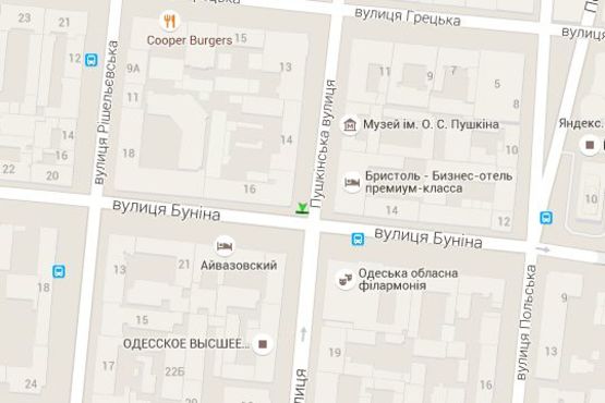 Схема рекламной плоскости по адресу Пушкінська вул., 16 - Буніна вул.