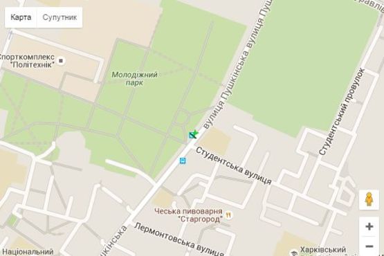 Схема рекламної площини за адресою Пушкінська вул. - Студентська вул., (зупинка) №2