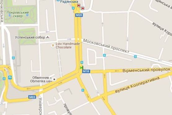 Схема рекламной плоскости по адресу Конституції пл. - Вірменський пров. (№1)