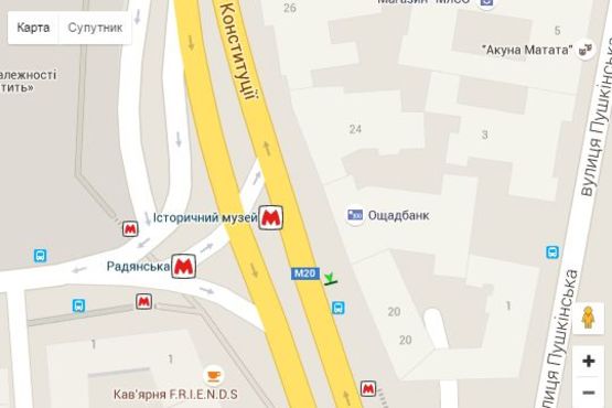 Схема рекламной плоскости по адресу Конституції пл., 20