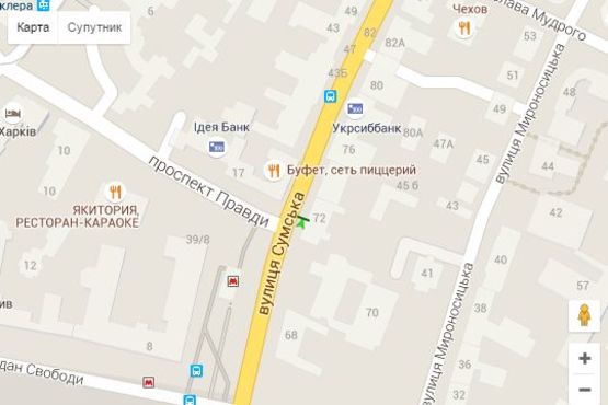 Схема рекламной плоскости по адресу Сумська вул., 74 Схема рекламной плоскости по адресу Сумська вул., 74