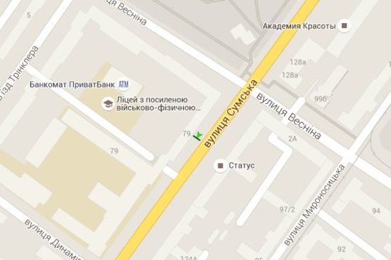 Схема рекламной плоскости по адресу Сумська вул., 77/79 Схема рекламной плоскости по адресу Сумська вул., 77/79