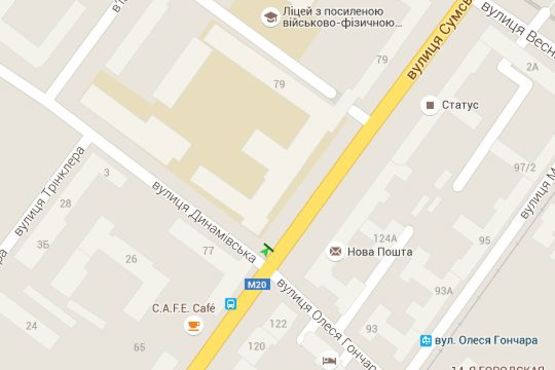 Схема рекламной плоскости по адресу Сумська вул. - Динамівська вул. Схема рекламной плоскости по адресу Сумська вул. - Динамівська вул.