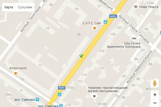 Схема рекламної площини за адресою Сумська вул., 73/75 Схема рекламної площини за адресою Сумська вул., 73/75