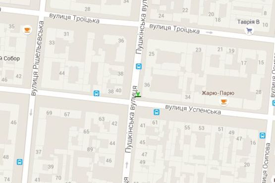 Схема рекламной плоскости по адресу Пушкінська вул., 39 - Успенська вул.