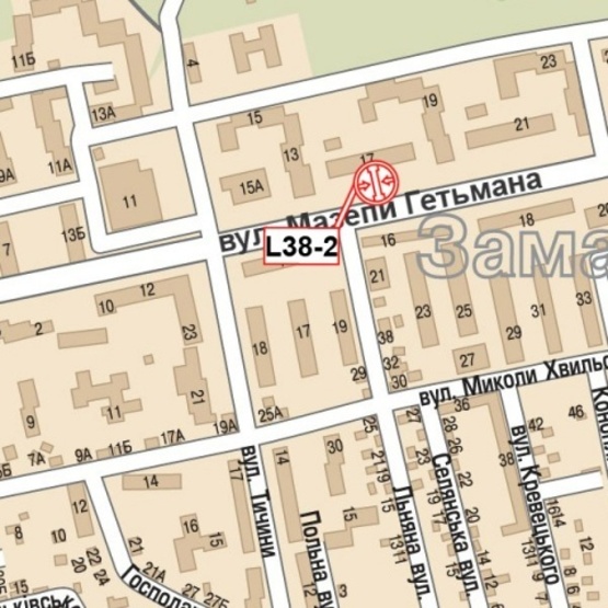 Схема рекламной плоскости по адресу Мазепы ул., 17, (маркет "Сильпо", аптека "Сальве", рынок "Тополь-1"), в направл. ул. Гринченко