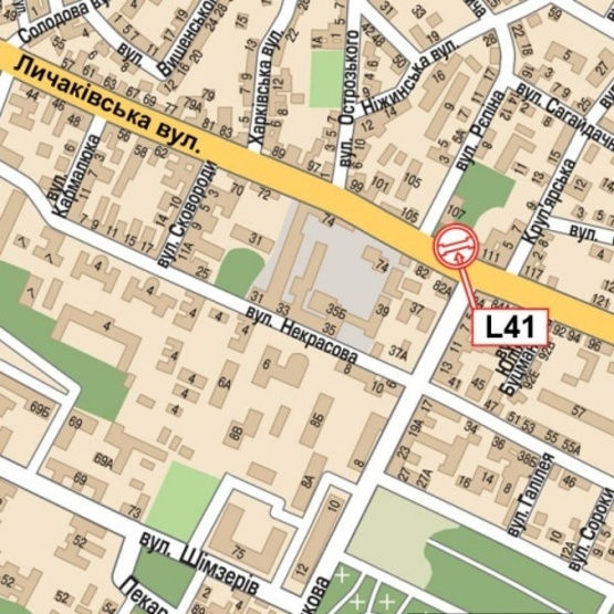 Схема рекламної площини за адресою Лычаковская ул., 107 (Военный госпиталь, Петропавловская церковь, КредоБанк, салон "Золотая лилия"), в сторону центра города Схема рекламної площини за адресою Лычаковская ул., 107 (Военный госпиталь, Петропавловская церковь, КредоБанк, салон "Золотая лилия"), в сторону центра города