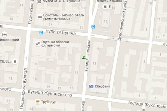 Схема рекламной плоскости по адресу Польська вул., 14 - Буніна вул.