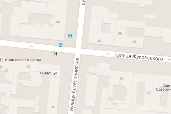 Схема рекламной плоскости по адресу Жуковського вул., 27 - Єкатеринінська вул.